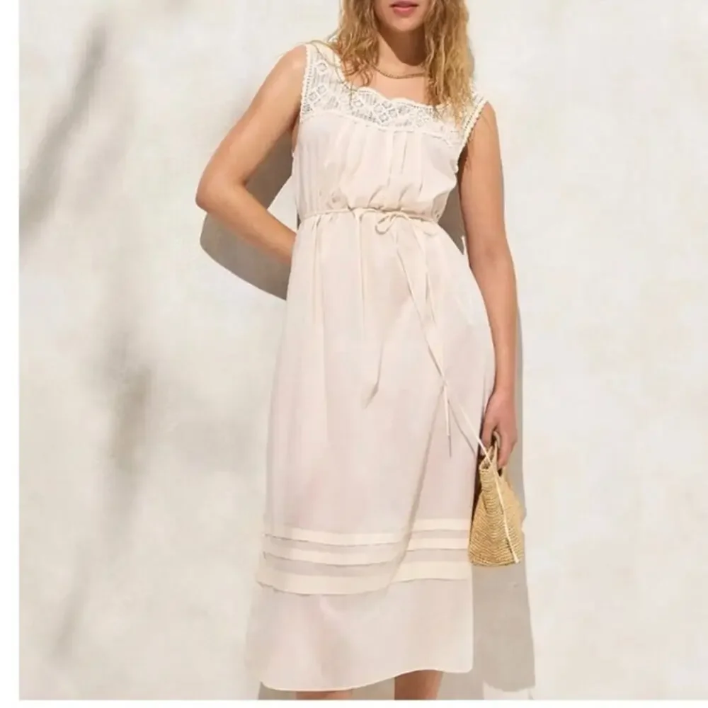 NWT J.Crew Womens XL Crochet Midi Dress European Coastal Vacation Belted Resort